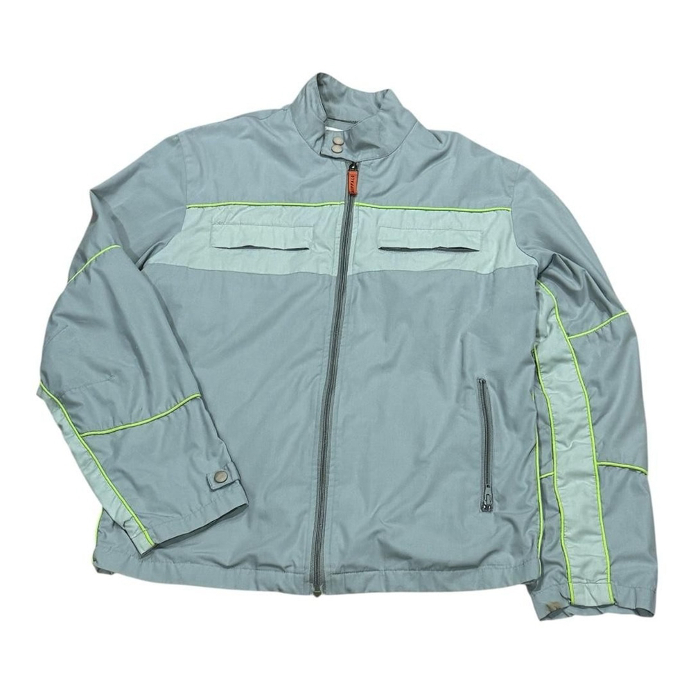 Vintage Buffalo David Bitton Jacket Mens Large Gray Full Zip Neon Trim Mesh 00s